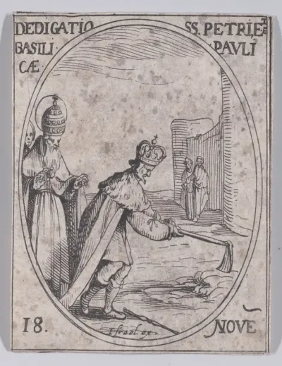 Dédicace des Basiliques S. Pierre et S. Paul (Dedication of Basilicas St. Peter and St. Paul), November 18th, from "Les Images De Tous Les Saincts et Saintes de L'Année" (Images of All of the Saints and Religious Events of the Year)