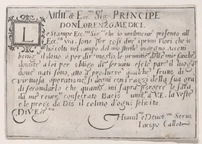 Dedication to Lorenzo de'Medici, from "Les Caprices" Series B, The Nancy Set