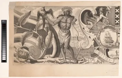 Deel van de rand van een kaart van Suriname (linkerdeel)