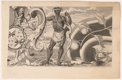 Deel van de rand van een kaart van Suriname (rechterdeel)