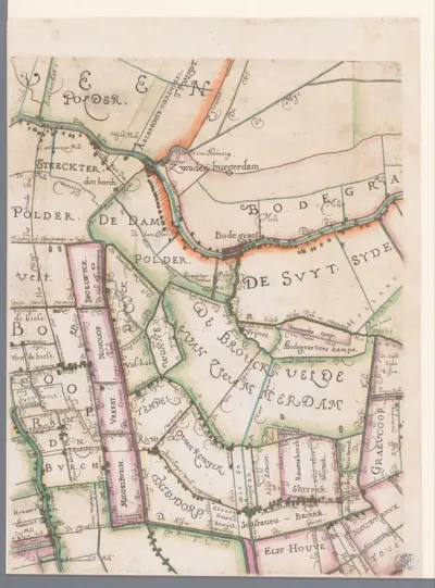 Deel van een kaart van het Hoogheemraadschap van Rijnland, met Bodegraven en omgeving