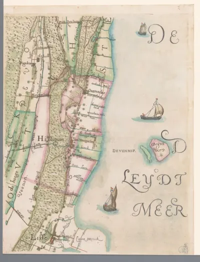 Deel van een kaart van het Hoogheemraadschap van Rijnland, met Hillegom en Lisse