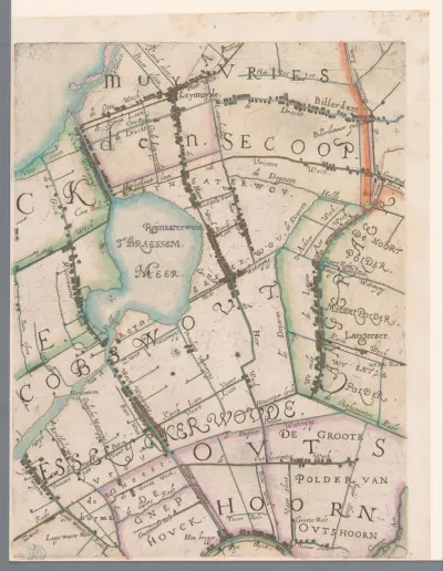 Deel van een kaart van het Hoogheemraadschap van Rijnland, met Leimuiden en het Braassemermeer