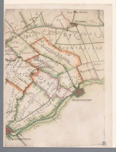 Deel van een kaart van het Hoogheemraadschap van Rijnland, met Montfoort en Oudewater