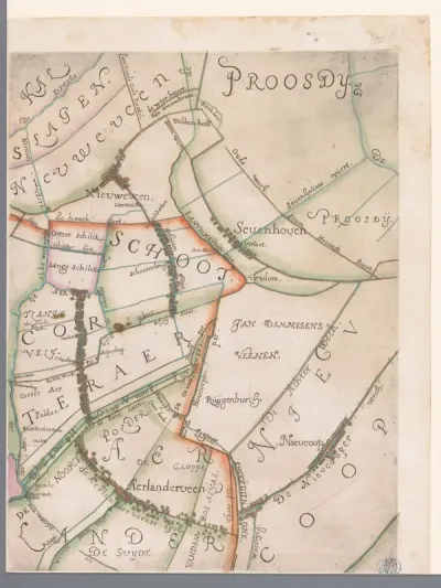Deel van een kaart van het Hoogheemraadschap van Rijnland, met Nieuwveen en Nieuwkoop
