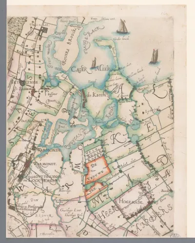 Deel van een kaart van het Hoogheemraadschap van Rijnland, met Warmond en de Kaag
