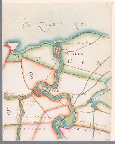 Deel van een kaart van het Hoogheemraadschap van Rijnland, met Weesp en Muiden