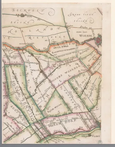 Deel van een kaart van het Hoogheemraadschap van Rijnland, met Woerden en omgeving