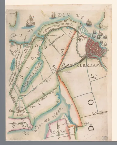 Deel van een kaart van Rijnland, met Amsterdam en omgeving
