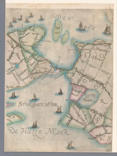 Deel van een kaart van Rijnland, met het Haarlemmermeer en het IJ