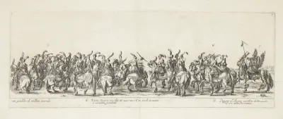 Deel van een processie met mannen te paard