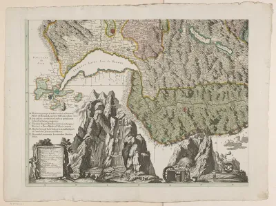 Deel van een vierdelige kaart van Zwitserland (linksonder)