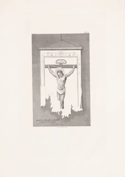 Deel van een wimpel met gekruisigde Christus