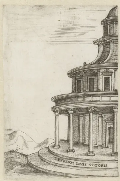 Deel van het exterieur van een klassieke tempel