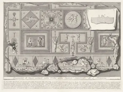 Deel van het ornamentele plafond van de graftombe van de Arruntius familie