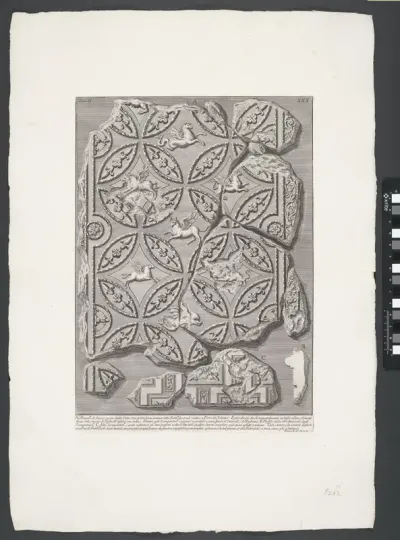 Deel van het ornamentele plafond van graftombe