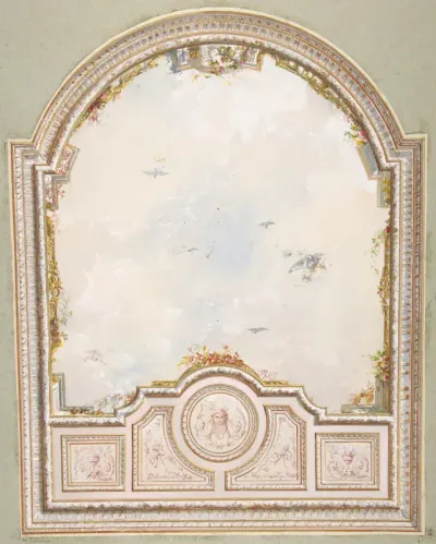 Deign for a ceiling a a trompe l'oeil sky