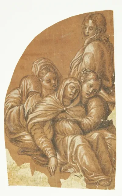 Del af en Pietà (venstre side af en lunettekomposition)