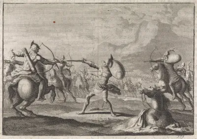 Demetrius Seleucus verdedigt zich tegen schietende ruiters