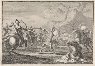 Demetrius Seleucus verdedigt zich tegen schietende ruiters