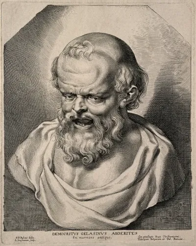 Democritus. Line engraving by L. Vorsterman after P. P. Rubens