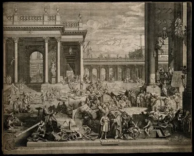 Demonstrations of the arts and sciences in a classical courtyard