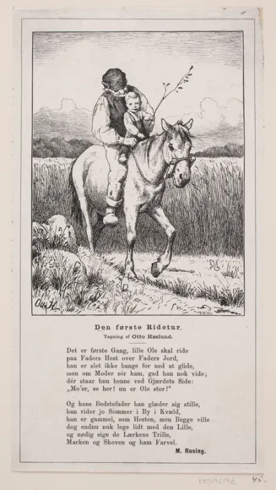 "Den første ridetur", digt af M. Rosing