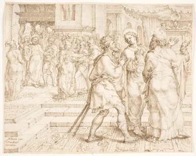 Den helbredte lamme følger med Peter og Johannes ind i templet