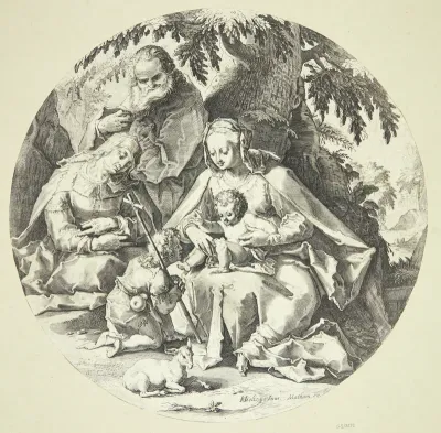 Den hellige familie med Sankt Elisabeth og barnet Johannes