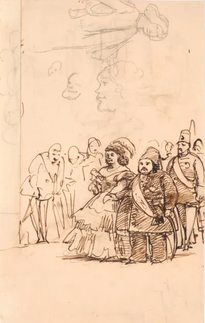 Den tyrkiske prins Mehemet Aly som grevinde Danners kavaler under sit besøg i København, maj 1859