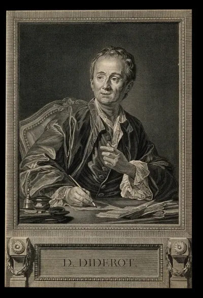 Denis Diderot. Line engraving by B. L. Henriquez, 1777, after L. M. Vanloo