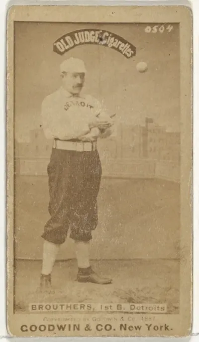 Dennis Joseph "Dan" Brouthers, 1st Base, Detroit Wolverines, from the Old Judge series (N172) for Old Judge Cigarettes