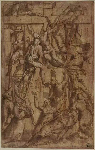 Deposition, with Saint Francis of Assisi and Another Male Saint (Stephen?)