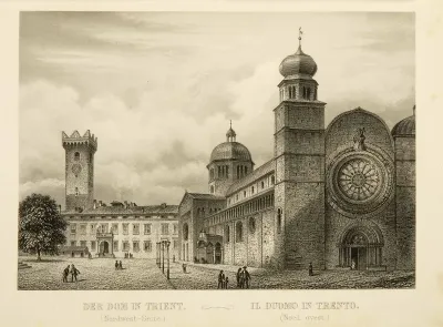 Der Dom in Trient (Nordwest-Seite) Il Duomo in Trento (Nord-ovest)