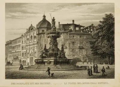 Der Domplatz mit dem Brunnen La piazza del duomo colla fontana