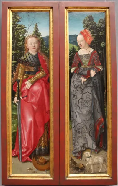 Der Dreikönigsaltar Außentafeln: Die Heiligen Katharina und Agnes