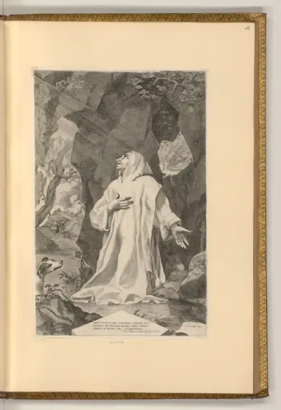 Der heilige Bruno in einer Höhle