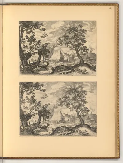 Der Raub des Ganymed in einer Landschaft mit Bauernhäusern