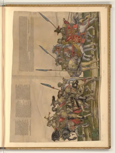 Der Triumphzug Kaiser Karls V., Bl. 2 und 5: Musiker und Reiter, Vorderes Gespann