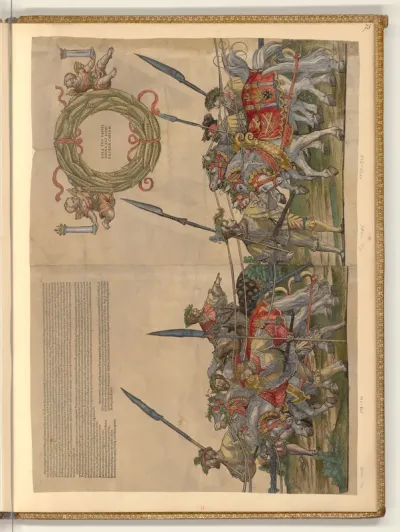Der Triumphzug Kaiser Karls V., Bl. 6 und 8: Hinteres Gespann, Laurea