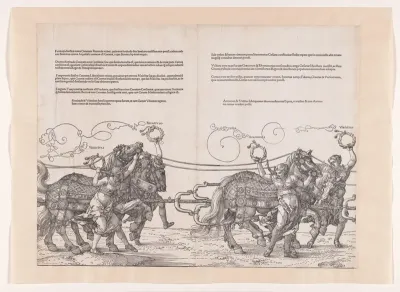 Derde en vierde span paarden met allegorieën