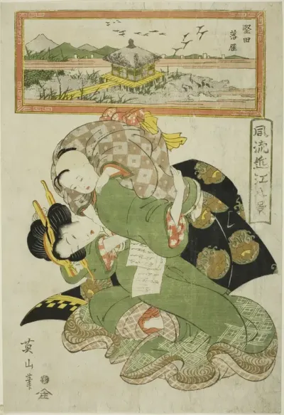 Descending Geese at Katada (Katada rakugan), from the series "Fashionable Eight Views of Omi (Furyu Omi hakkei)"