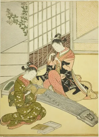 Descending Geese of the Koto Bridges (Kotoji no rakugan), from the series "Eight Views of the Parlor (Zashiki hakkei)"