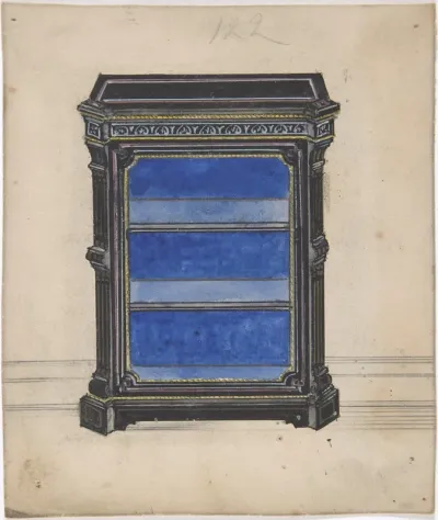 Design for a Black Cabinet with a Blue Interior