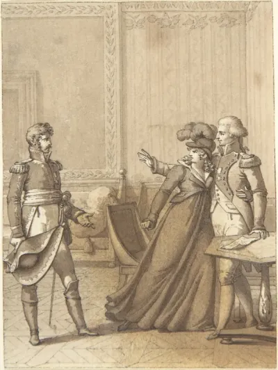 Design for a Book Illustration: a Soldier Approaching a Couple