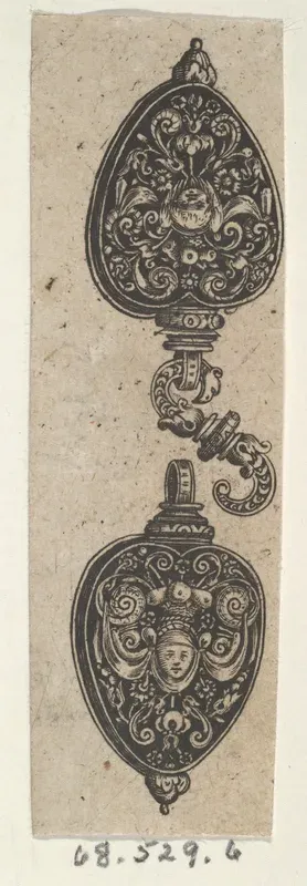 Design for a Brooch with Two Heart-Shaped Pieces