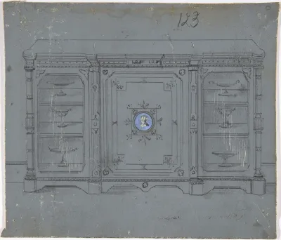 Design for a Cabinet witha Porcelain Plaque on the Center Panel