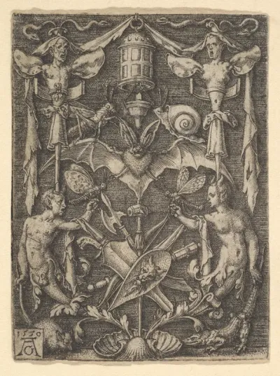 Design for a Candelabra Grotesque with a Bat in the Center