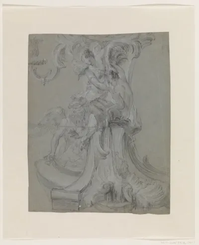 Design for a candelabrum-and-clock