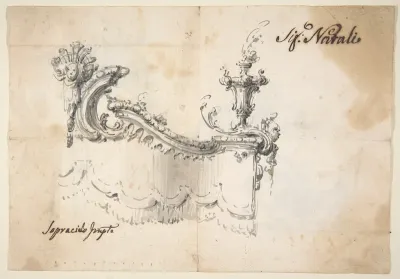 Design for a Canopy (recto).  Design for an Armchair (verso)